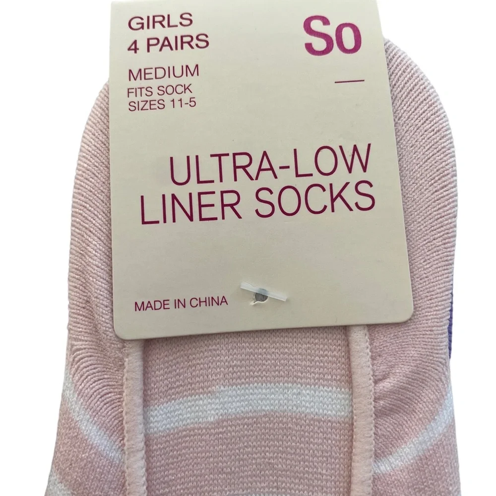 SO Girl’s 8 Pairs Ultra-Low Liner Socks  Size: M